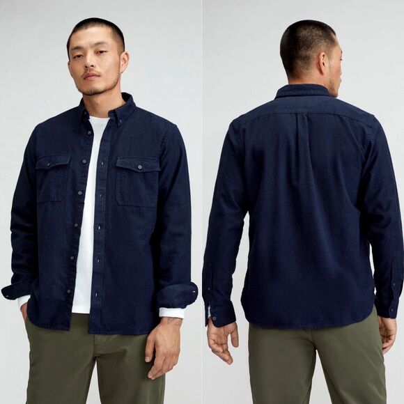 New Everlane Brushed Flannel Shirt Heather Blue Button Down Men Small  NWOT - Picture 1 of 10